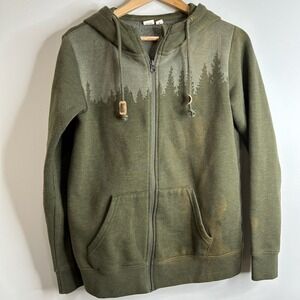 10 Tree TenTree Mens Green Forest Full Zip Hoodie Sweatshirt Mens M Sustainable